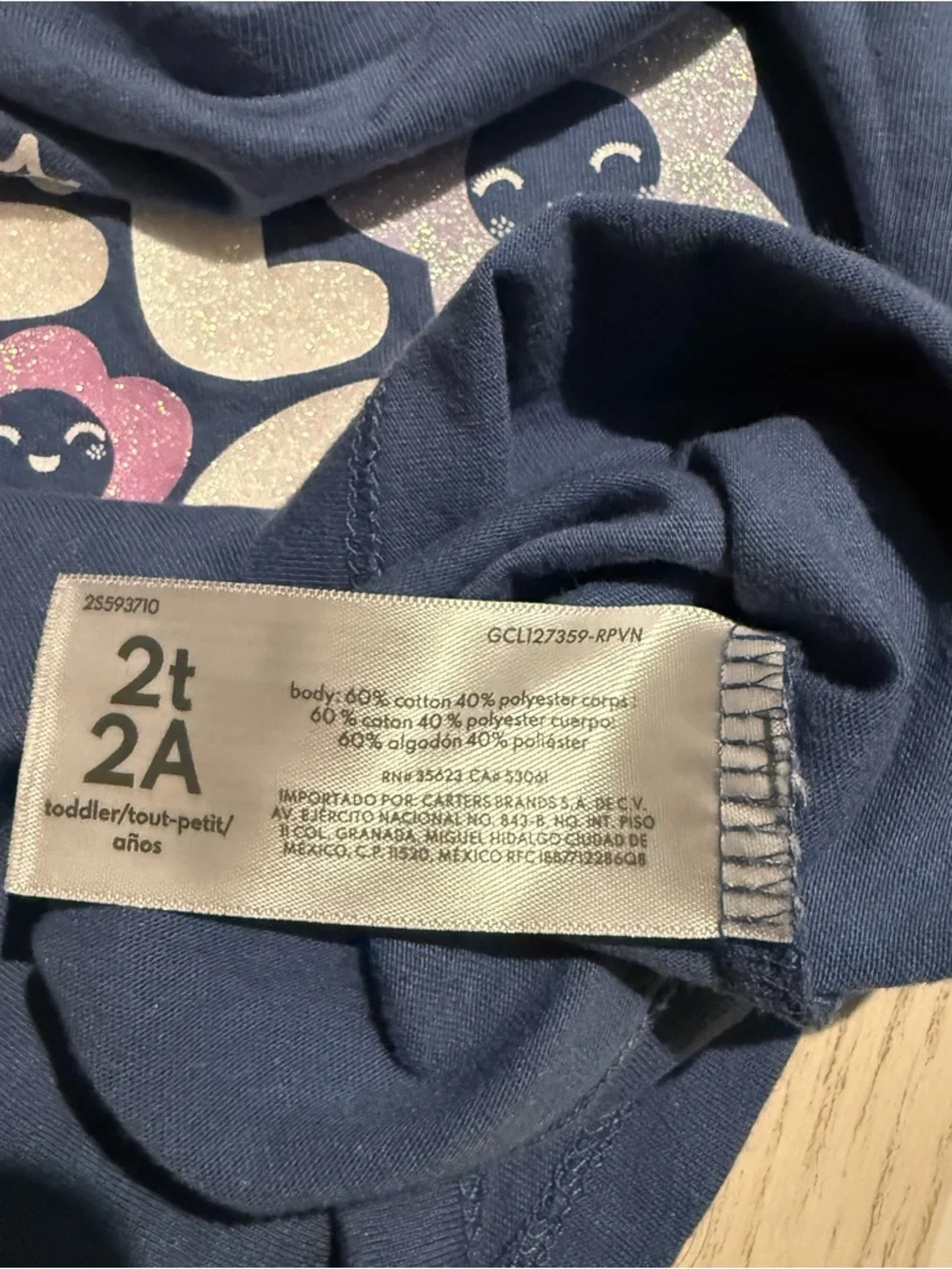 Carters Toddler Girl 2T Lil Sister Era Graphic Tee‎ Blue Shirt